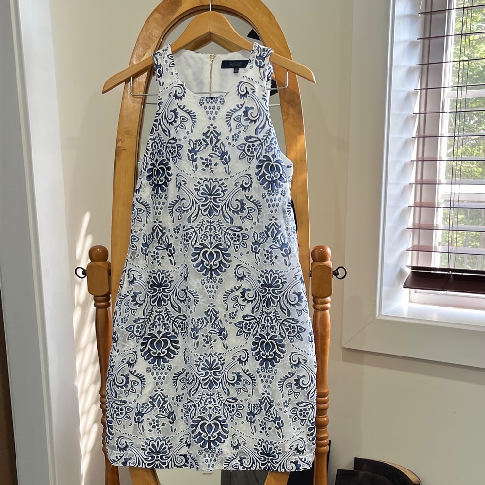 RACHEL Rachel Roy Blue and White Midi Dress NWT. SIZE 0.